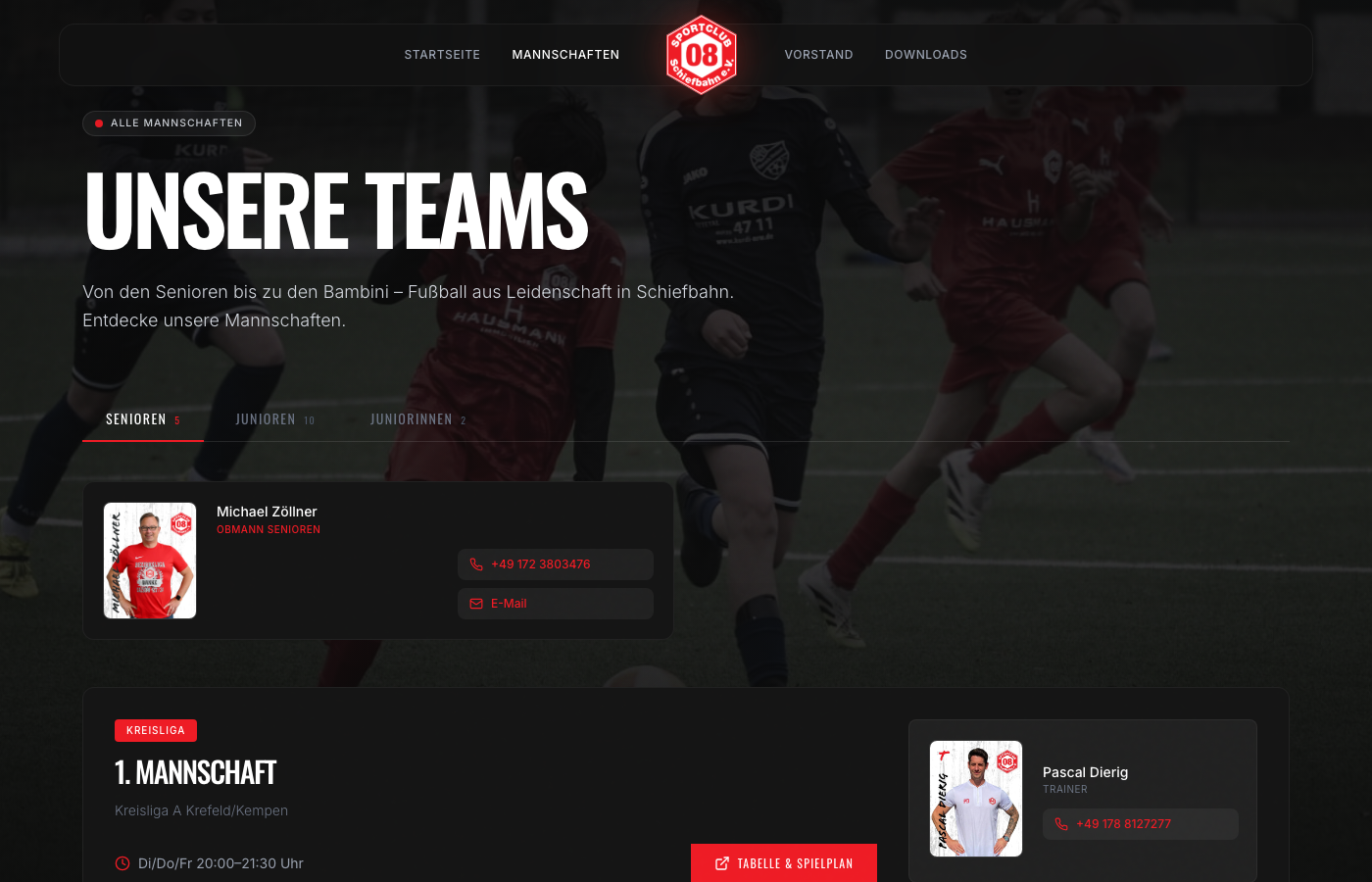 Mannschafts-Übersicht